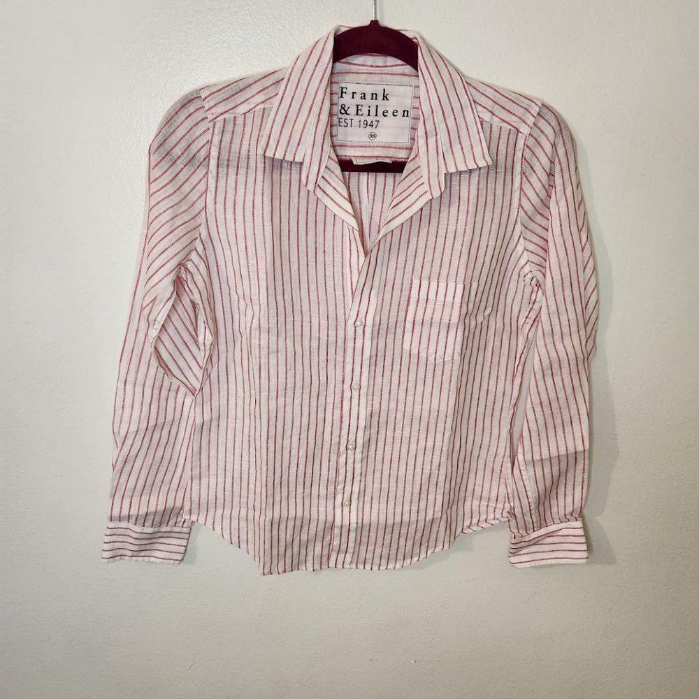 Frank And Eileen Barry Linen Stripe Button Down - image 4